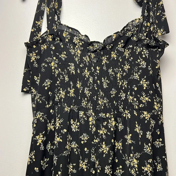 Anthropologie Black Floral Midi Dress - Picture 10 of 11